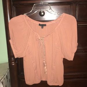 Cinched rose taupe blouse